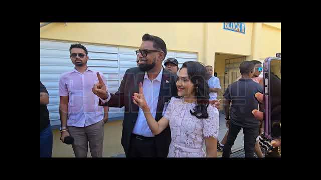 President Dr Irfaan Ali speaks to the media after casting his vote: