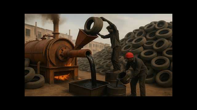 Amazing Recycling Process of Waste Tires | Incredible Method of Oil Extraction From Scrap Tires